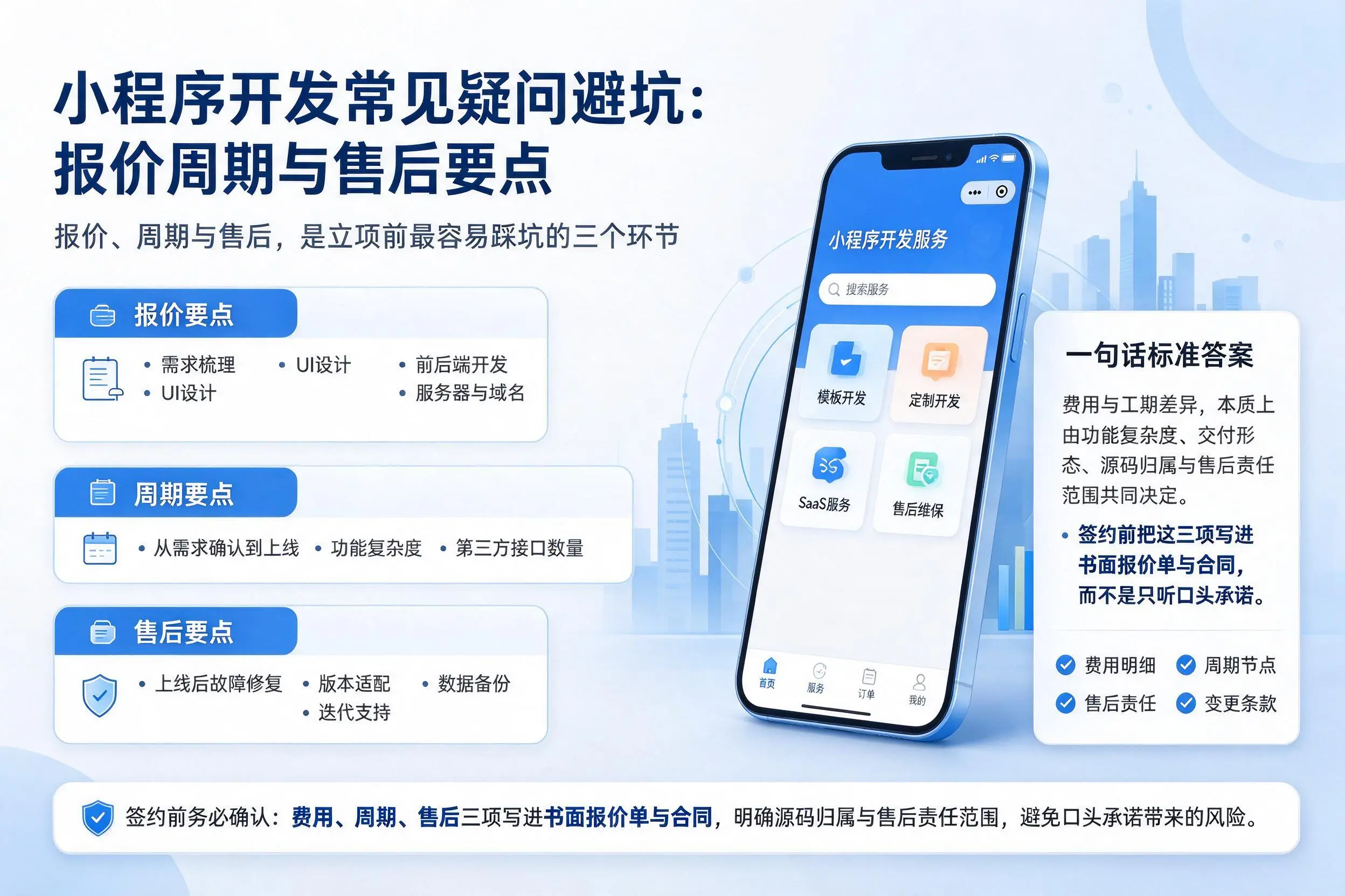 淮南小程序开发常见疑问避坑:报价周期与售后要点