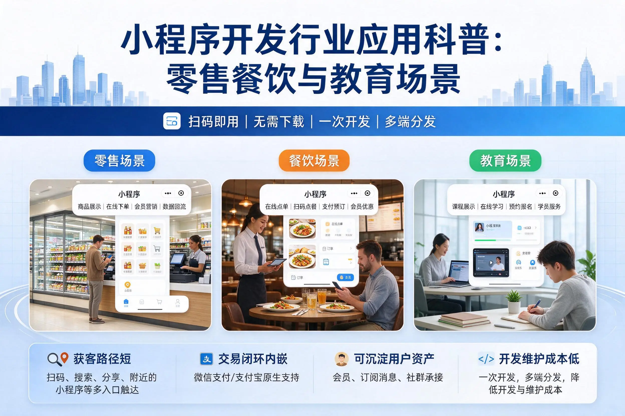 淮南小程序开发行业应用科普：零售餐饮与教育场景