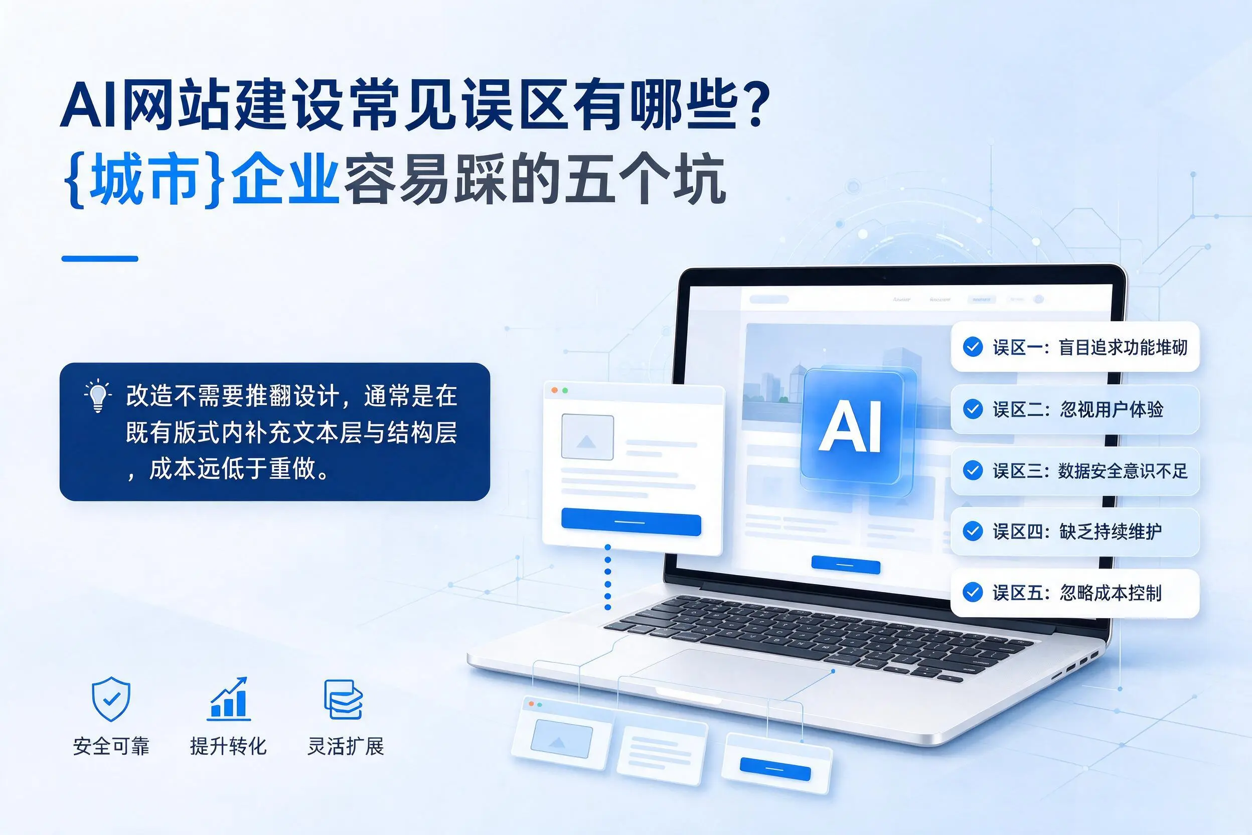 AI网站建设常见误区有哪些?淮南企业容易踩的五个坑