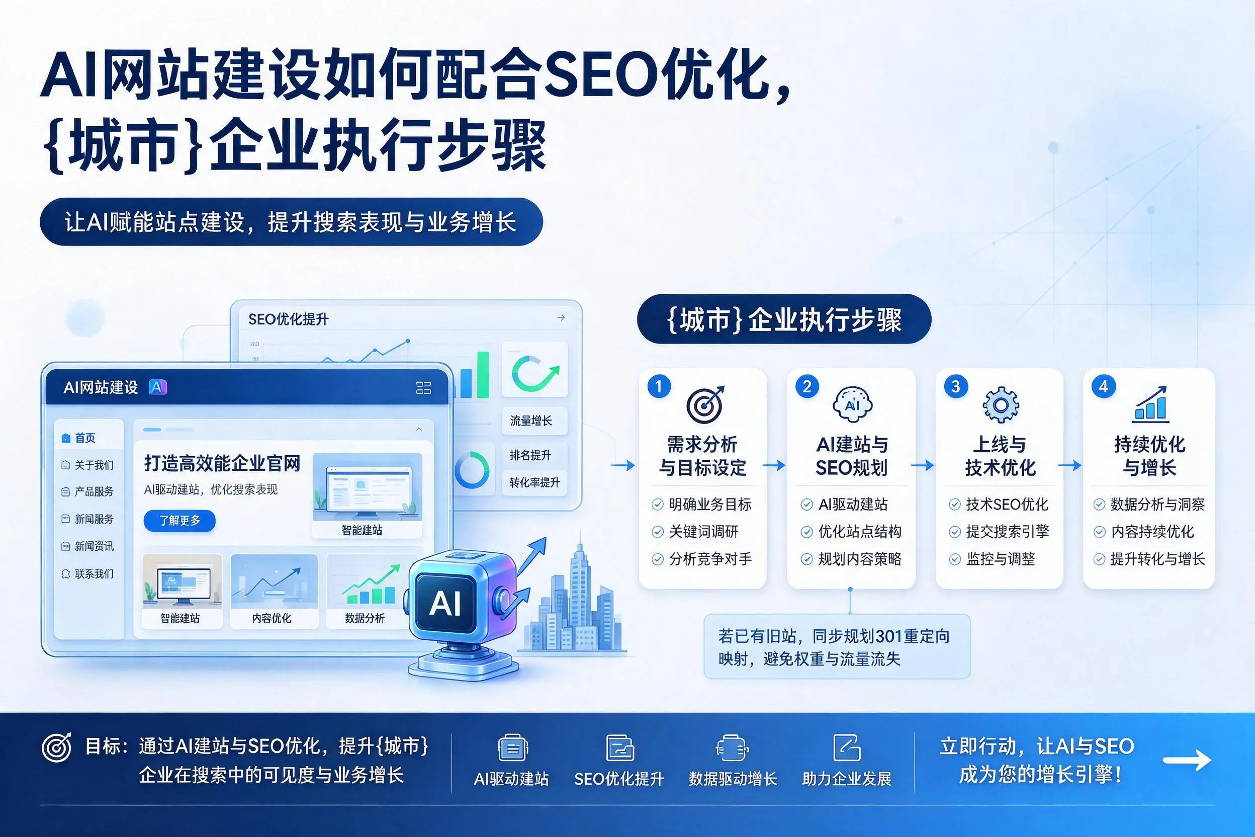 AI网站建设如何配合SEO优化,淮南企业执行步骤