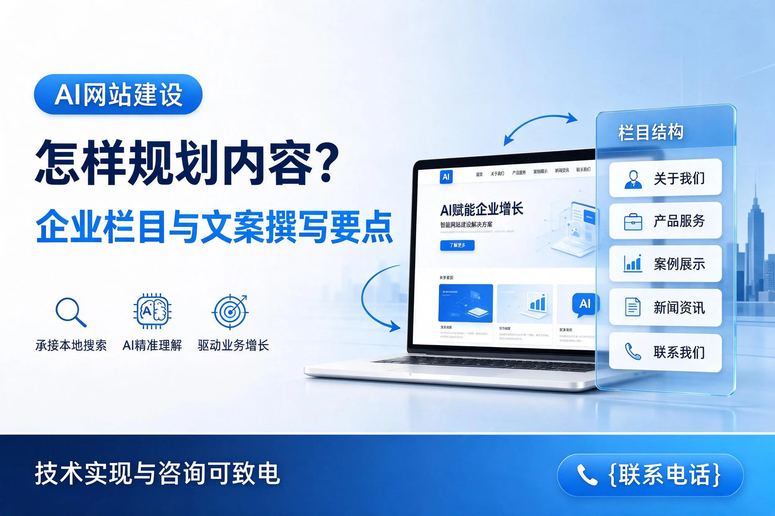 AI网站建设怎样规划内容?淮南企业栏目与文案撰写要点